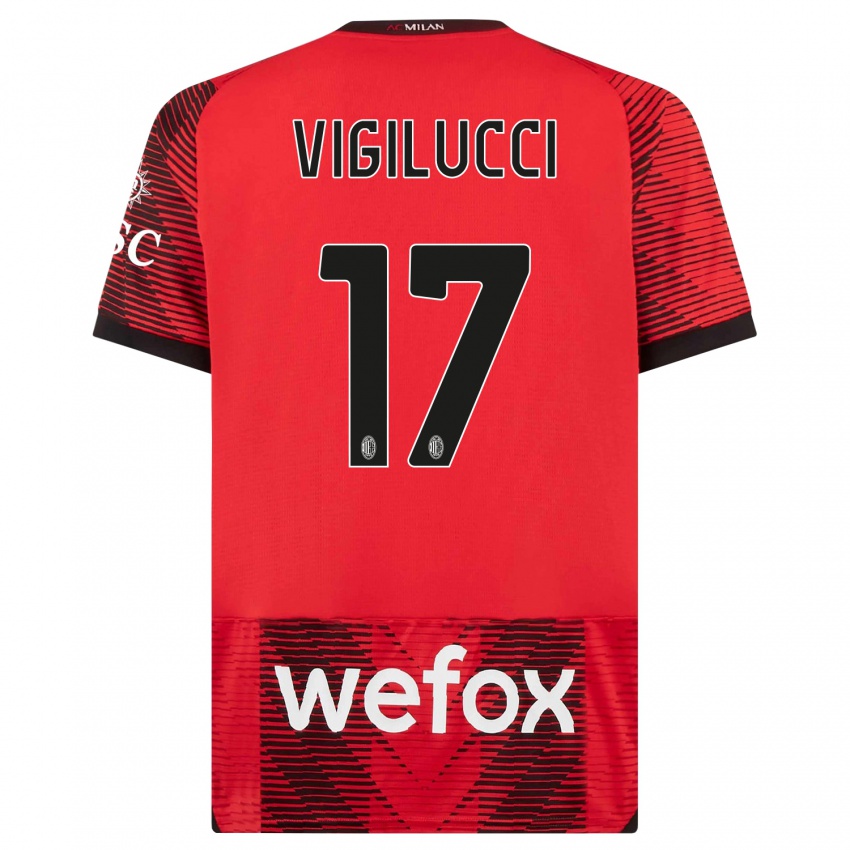 Mujer Camiseta Valery Vigilucci #17 Negro Rojo 1ª Equipación 2023/24 La Camisa México