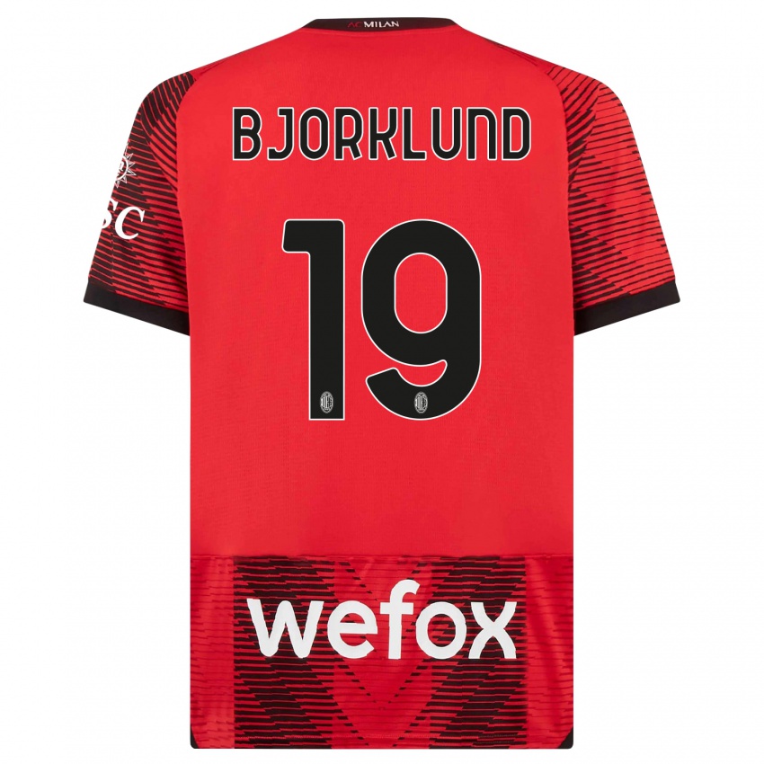 Mujer Camiseta Lukas Bjorklund #19 Negro Rojo 1ª Equipación 2023/24 La Camisa México