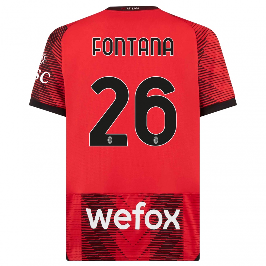 Mujer Camiseta Francesco Fontana #26 Negro Rojo 1ª Equipación 2023/24 La Camisa México