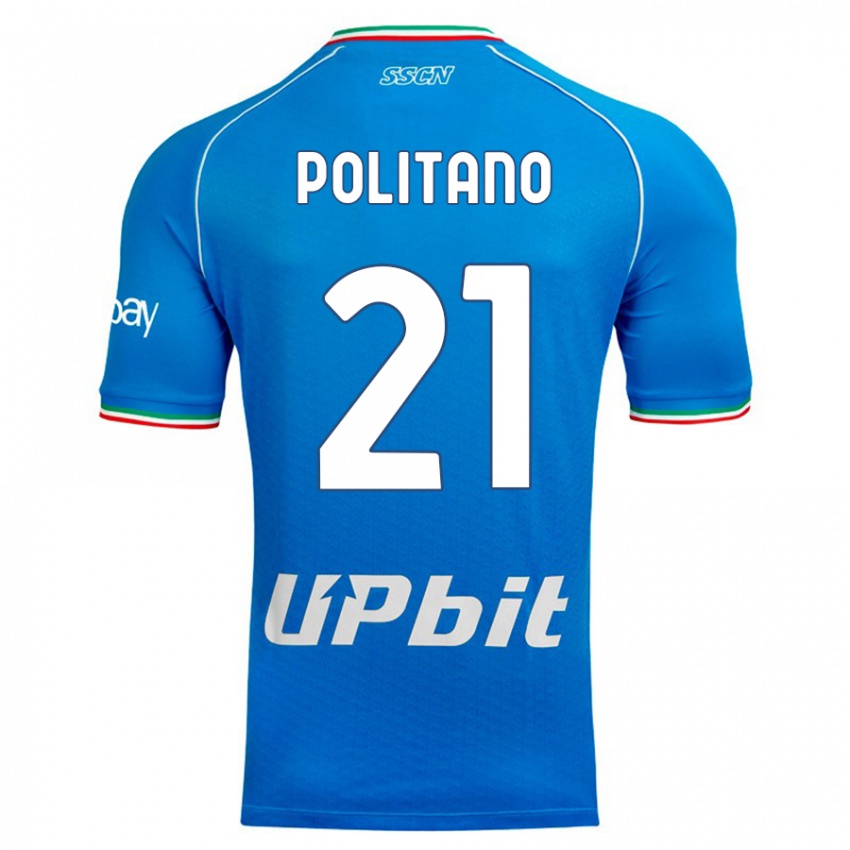 Mujer Camiseta Matteo Politano #21 Cielo Azul 1ª Equipación 2023/24 La Camisa México