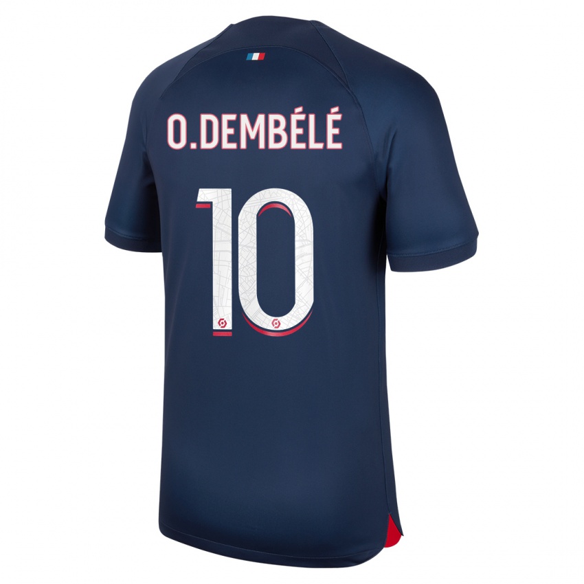 Mujer Camiseta Ousmane Dembélé #10 Azul Rojo 1ª Equipación 2023/24 La Camisa México