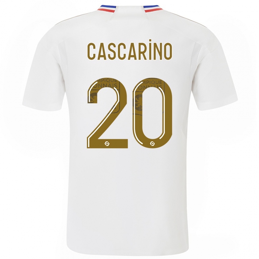 Mujer Camiseta Delphine Cascarino #20 Blanco 1ª Equipación 2023/24 La Camisa México