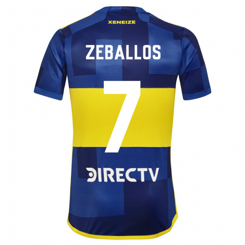 Mujer Camiseta Exequiel Zeballos #7 Azul Oscuro Amarillo 1ª Equipación 2023/24 La Camisa México