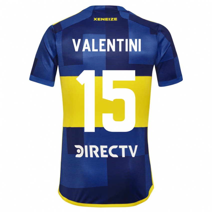 Mujer Camiseta Nicolas Valentini #15 Azul Oscuro Amarillo 1ª Equipación 2023/24 La Camisa México