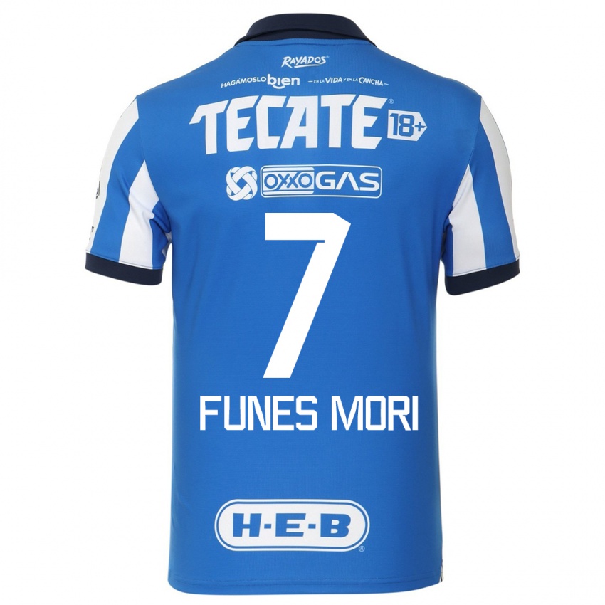 Mujer Camiseta Rogelio Funes Mori #7 Azul Blanco 1ª Equipación 2023/24 La Camisa México
