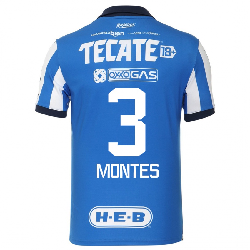 Mujer Camiseta Cesar Montes #3 Azul Blanco 1ª Equipación 2023/24 La Camisa México