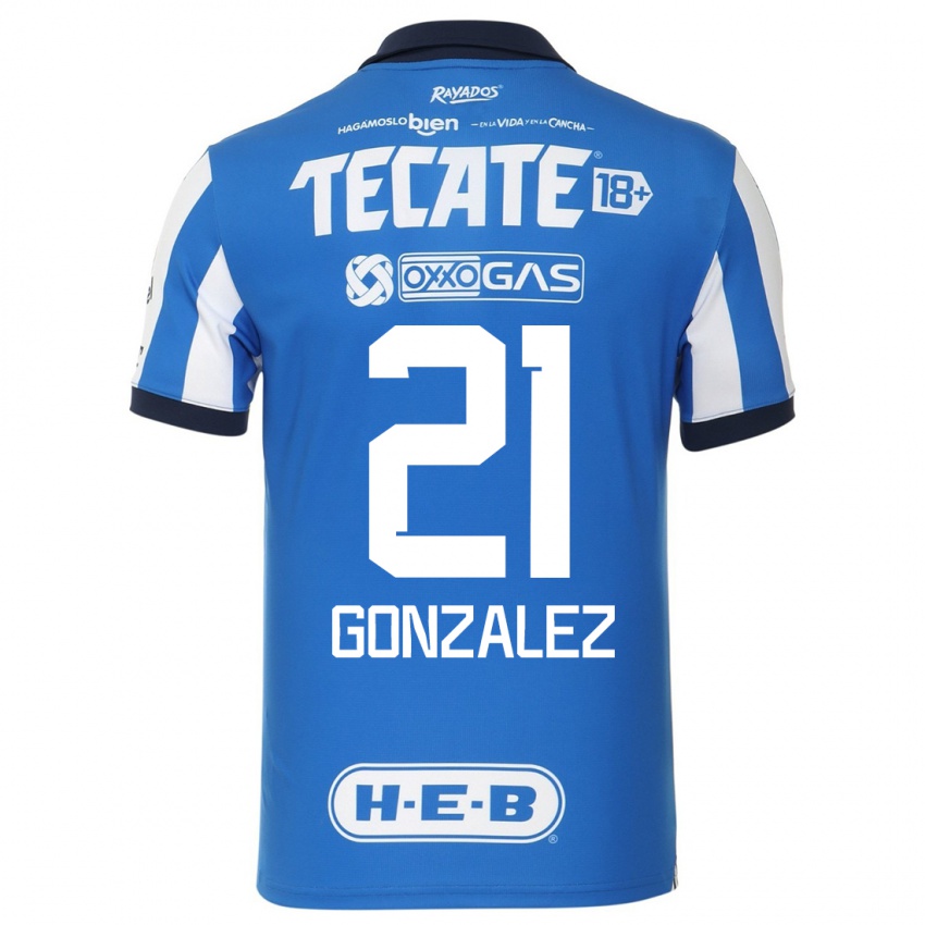 Mujer Camiseta Alfonso Gonzalez #21 Azul Blanco 1ª Equipación 2023/24 La Camisa México