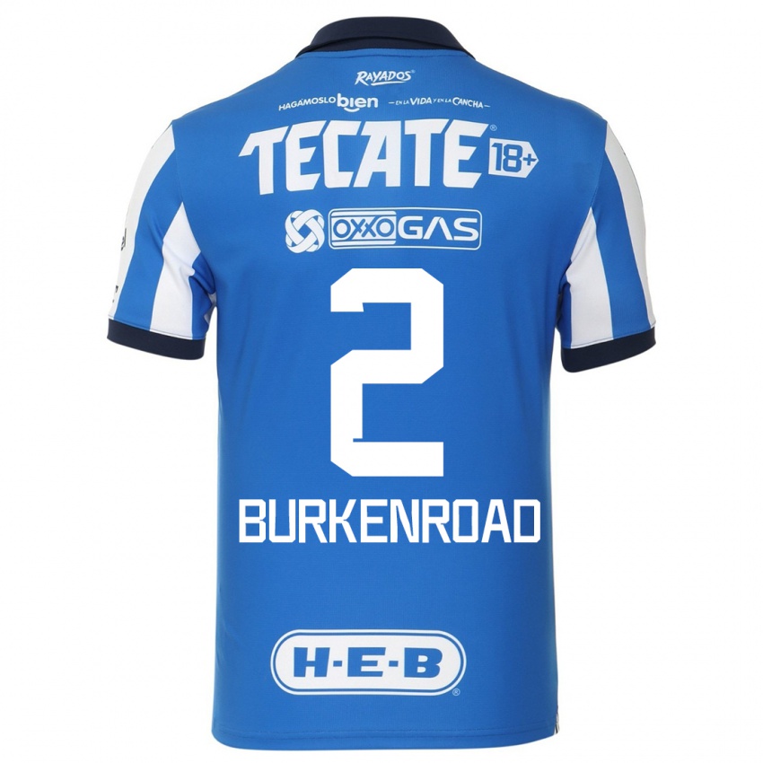 Mujer Camiseta Christina Burkenroad #2 Azul Blanco 1ª Equipación 2023/24 La Camisa México