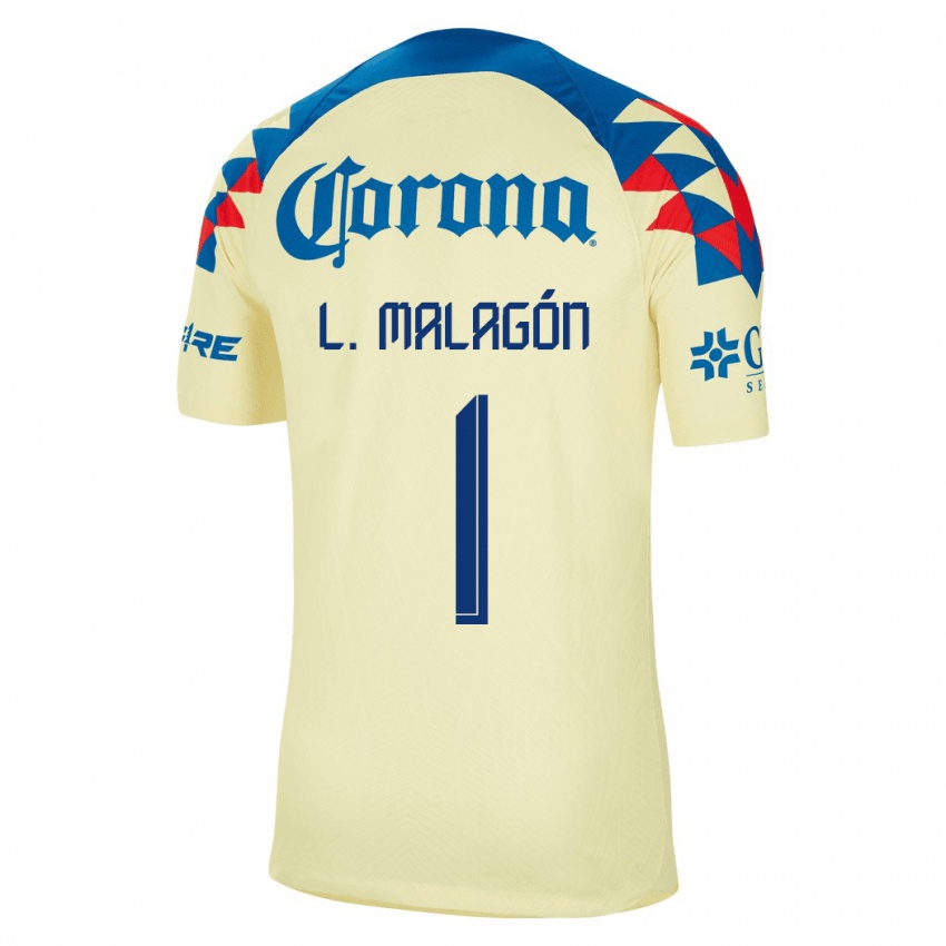 Mujer Camiseta Luis Malagón #1 Amarillo 1ª Equipación 2023/24 La Camisa México
