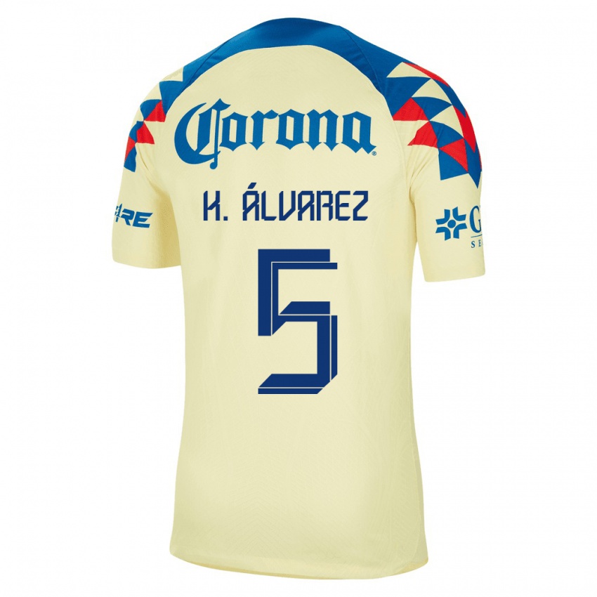 Mujer Camiseta Kevin Álvarez #5 Amarillo 1ª Equipación 2023/24 La Camisa México