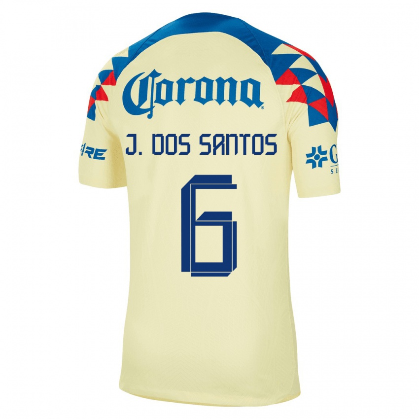 Mujer Camiseta Jonathan Dos Santos #6 Amarillo 1ª Equipación 2023/24 La Camisa México