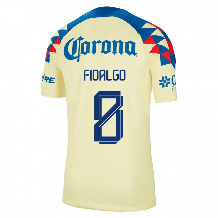 Mujer Camiseta Alvaro Fidalgo #8 Amarillo 1ª Equipación 2023/24 La Camisa México