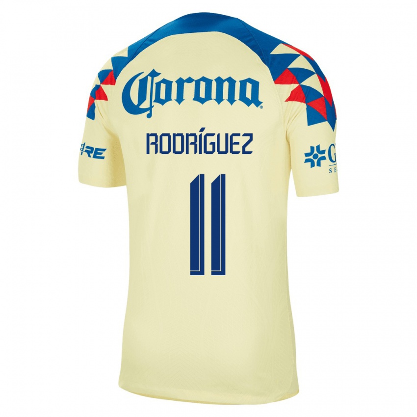 Mujer Camiseta Jonathan Rodriguez #11 Amarillo 1ª Equipación 2023/24 La Camisa México