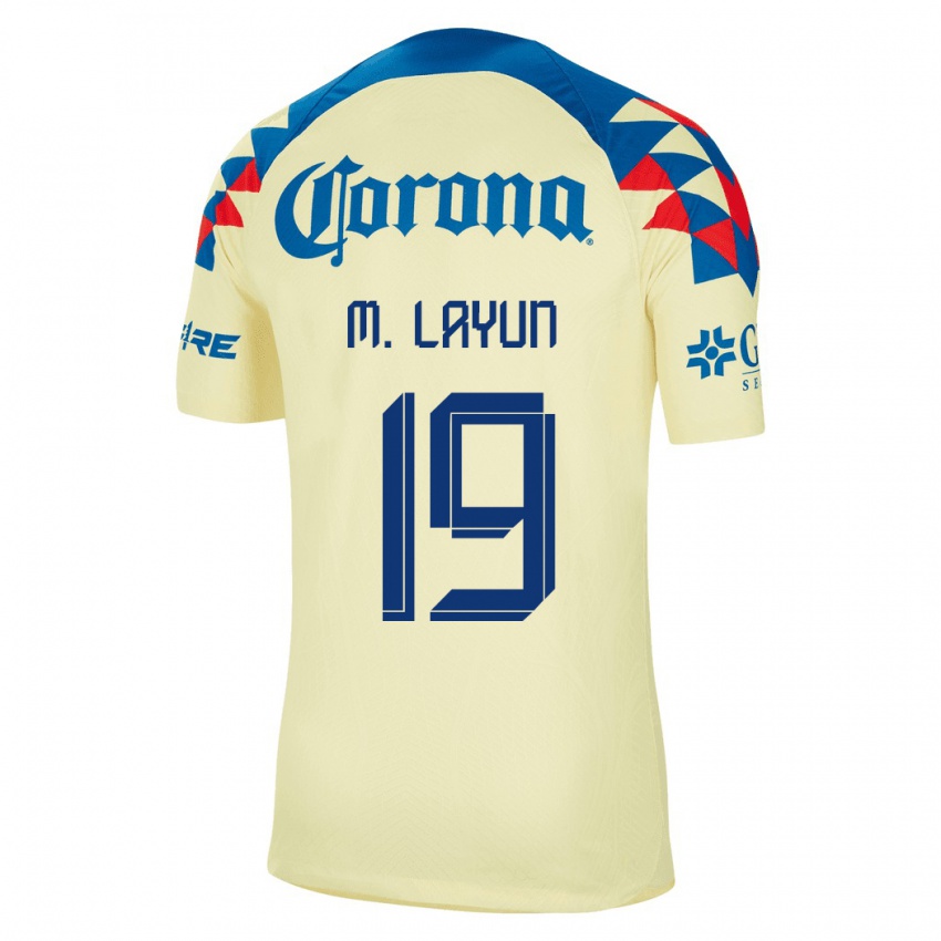 Mujer Camiseta Miguel Layun #19 Amarillo 1ª Equipación 2023/24 La Camisa México