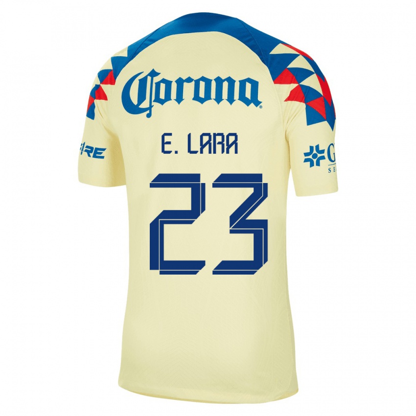 Mujer Camiseta Emilio Lara #23 Amarillo 1ª Equipación 2023/24 La Camisa México