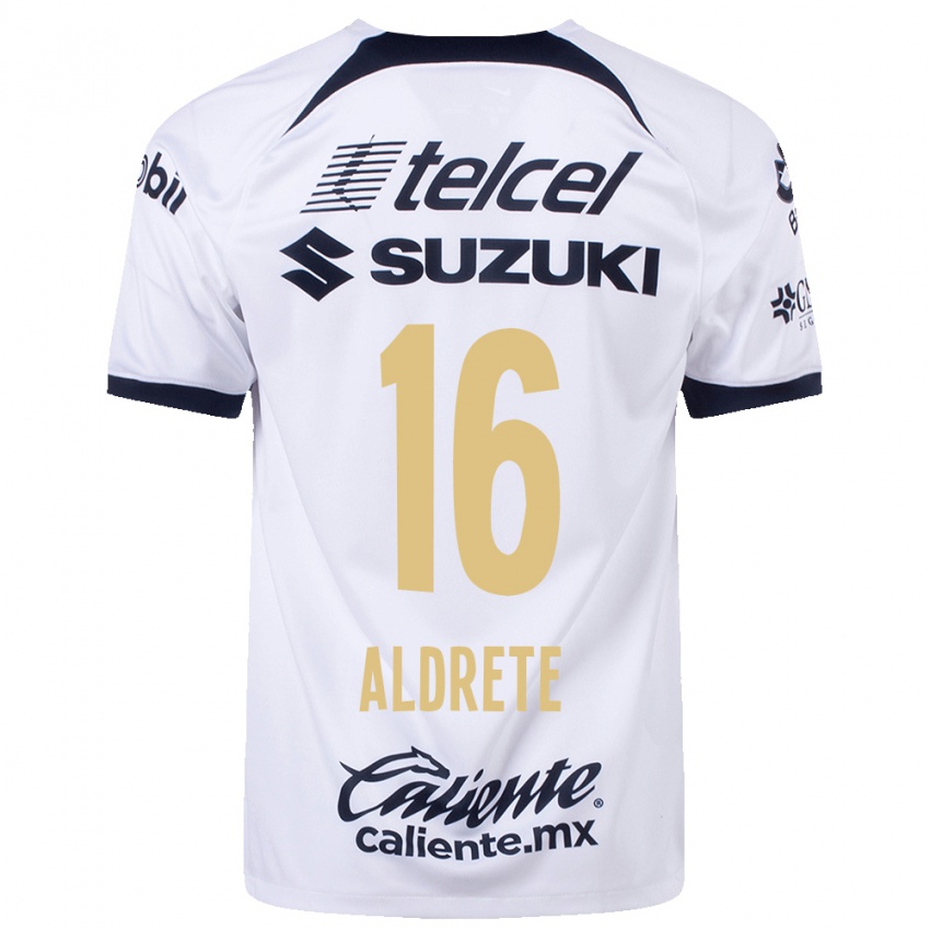 Mujer Camiseta Adrian Aldrete #16 Blanco 1ª Equipación 2023/24 La Camisa México