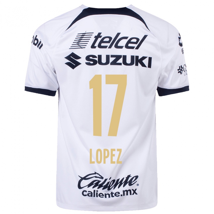 Mujer Camiseta Leonel Lopez #17 Blanco 1ª Equipación 2023/24 La Camisa México