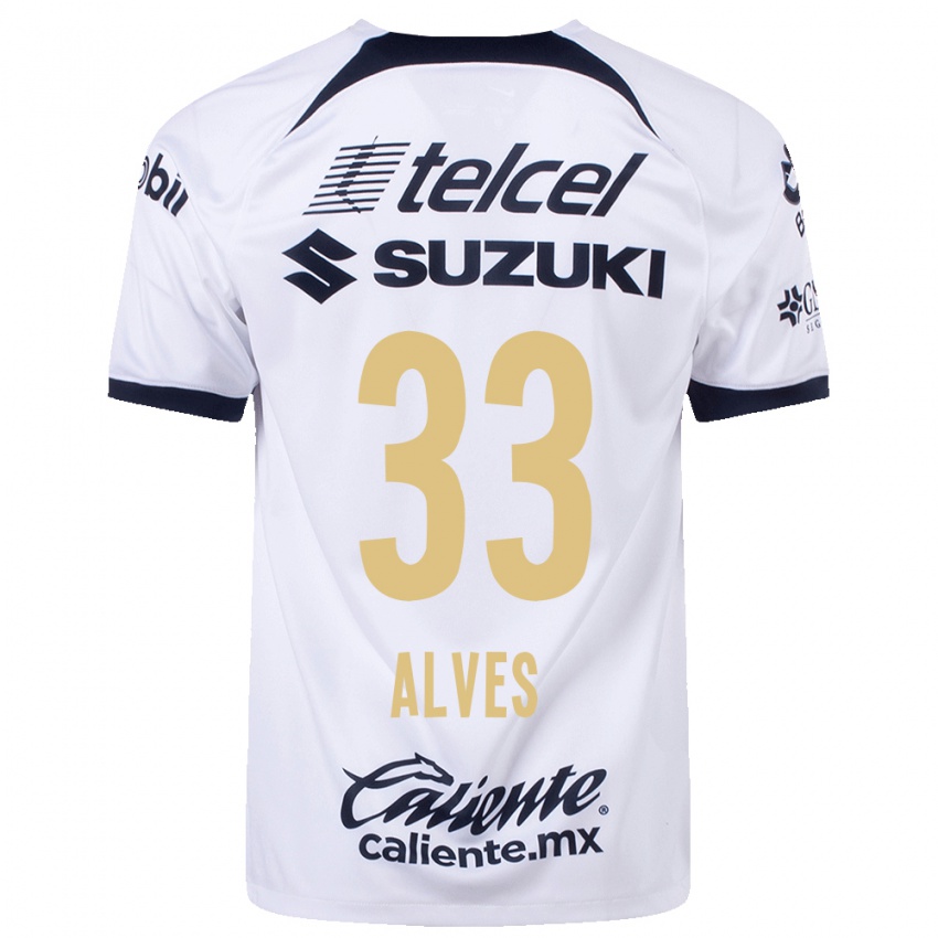 Mujer Camiseta Dani Alves #33 Blanco 1ª Equipación 2023/24 La Camisa México
