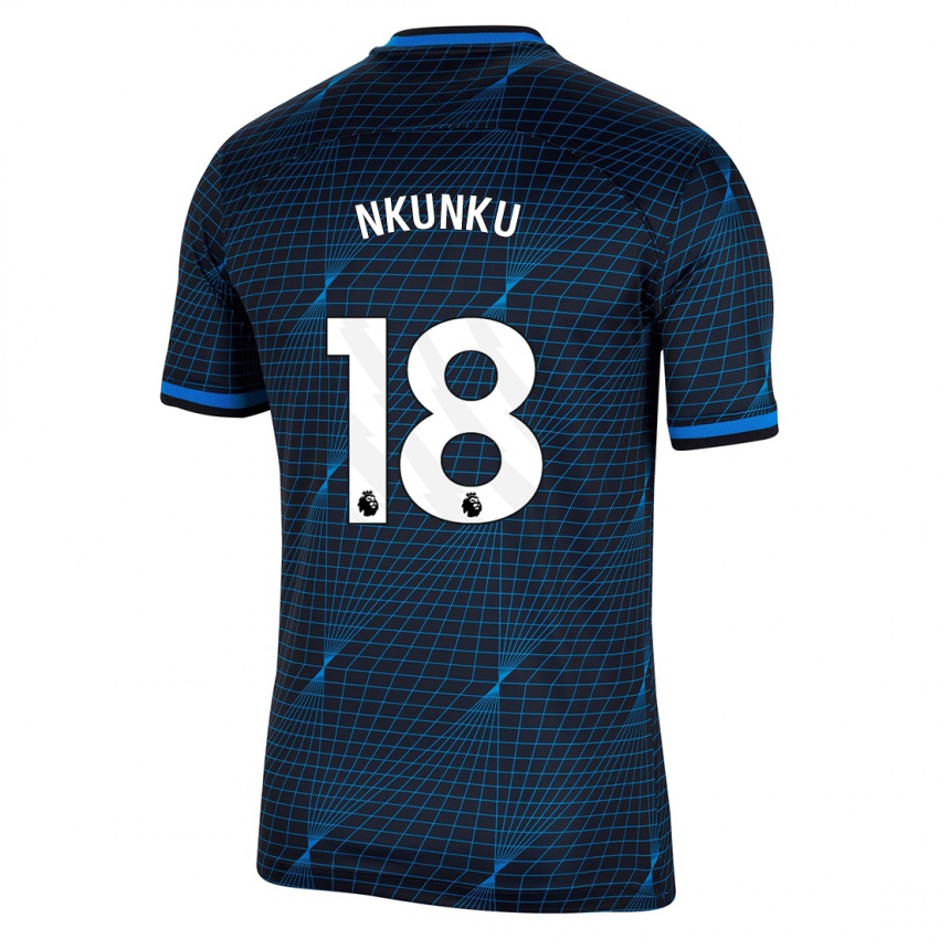 Mujer Camiseta Christopher Nkunku #18 Azul Oscuro 2ª Equipación 2023/24 La Camisa México