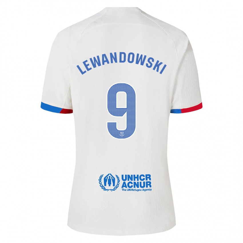 Mujer Camiseta Robert Lewandowski #9 Blanco 2ª Equipación 2023/24 La Camisa México