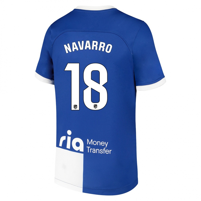 Mujer Camiseta Eva Navarro #18 Azul Blanco 2ª Equipación 2023/24 La Camisa México