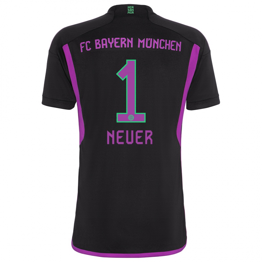 Mujer Camiseta Manuel Neuer #1 Negro 2ª Equipación 2023/24 La Camisa México