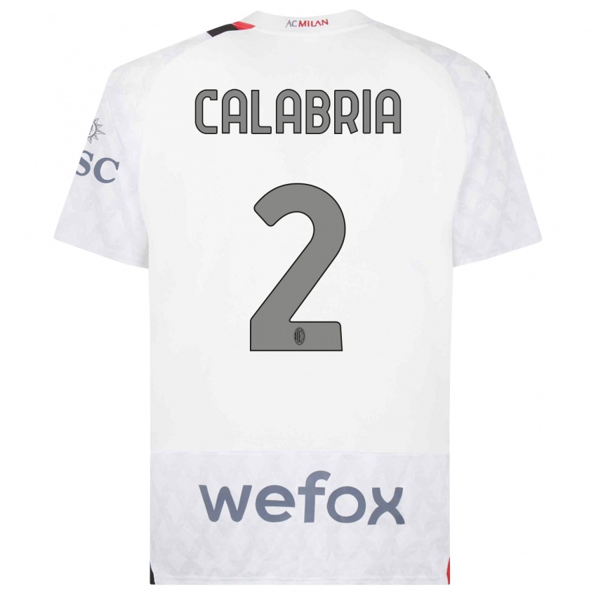 Mujer Camiseta Davide Calabria #2 Blanco 2ª Equipación 2023/24 La Camisa México