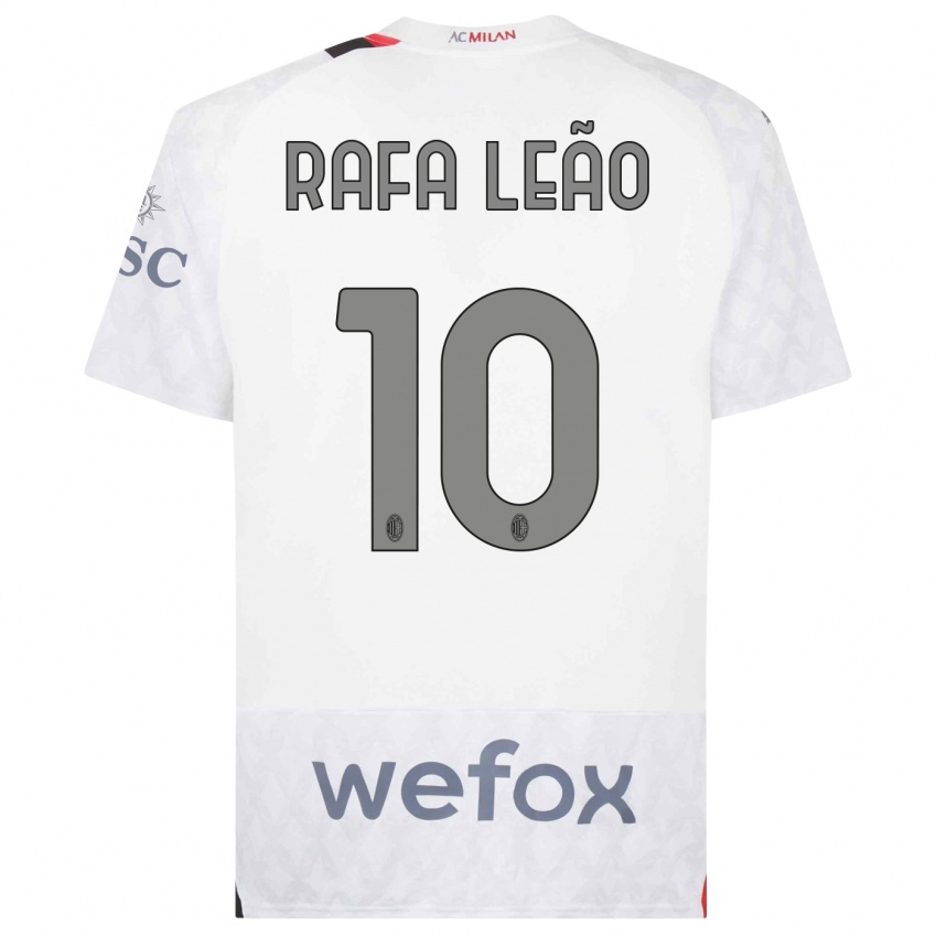 Mujer Camiseta Rafael Leao #10 Blanco 2ª Equipación 2023/24 La Camisa México