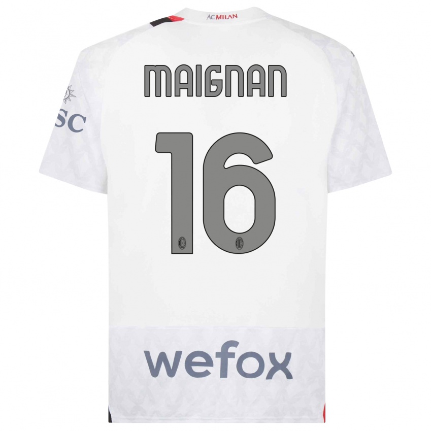 Mujer Camiseta Mike Maignan #16 Blanco 2ª Equipación 2023/24 La Camisa México