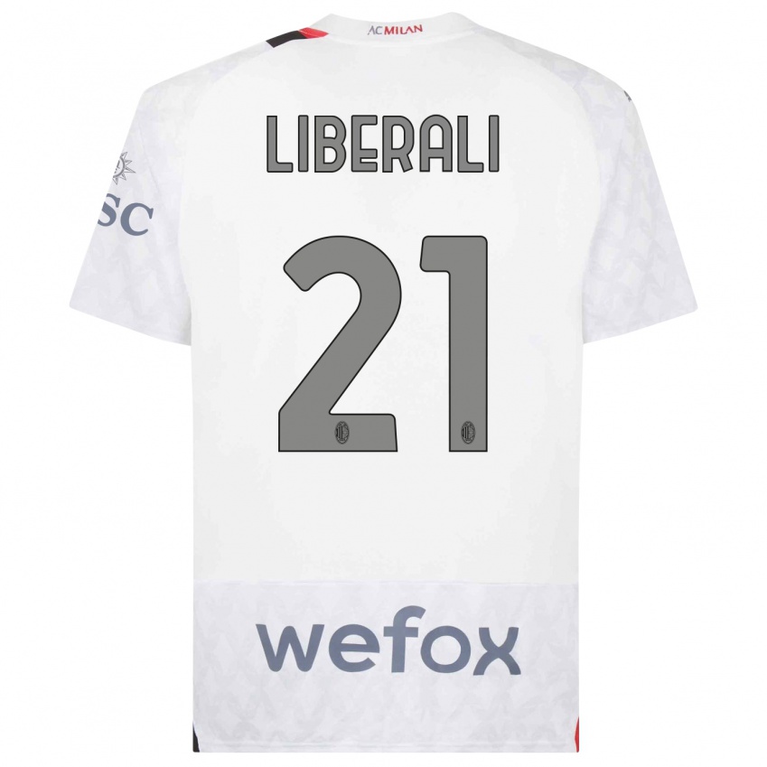 Mujer Camiseta Mattia Liberali #21 Blanco 2ª Equipación 2023/24 La Camisa México