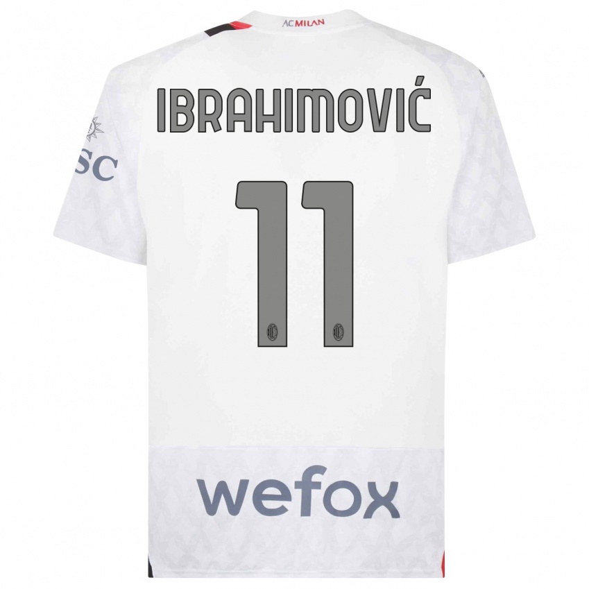 Mujer Camiseta Zlatan Ibrahimovic #11 Blanco 2ª Equipación 2023/24 La Camisa México