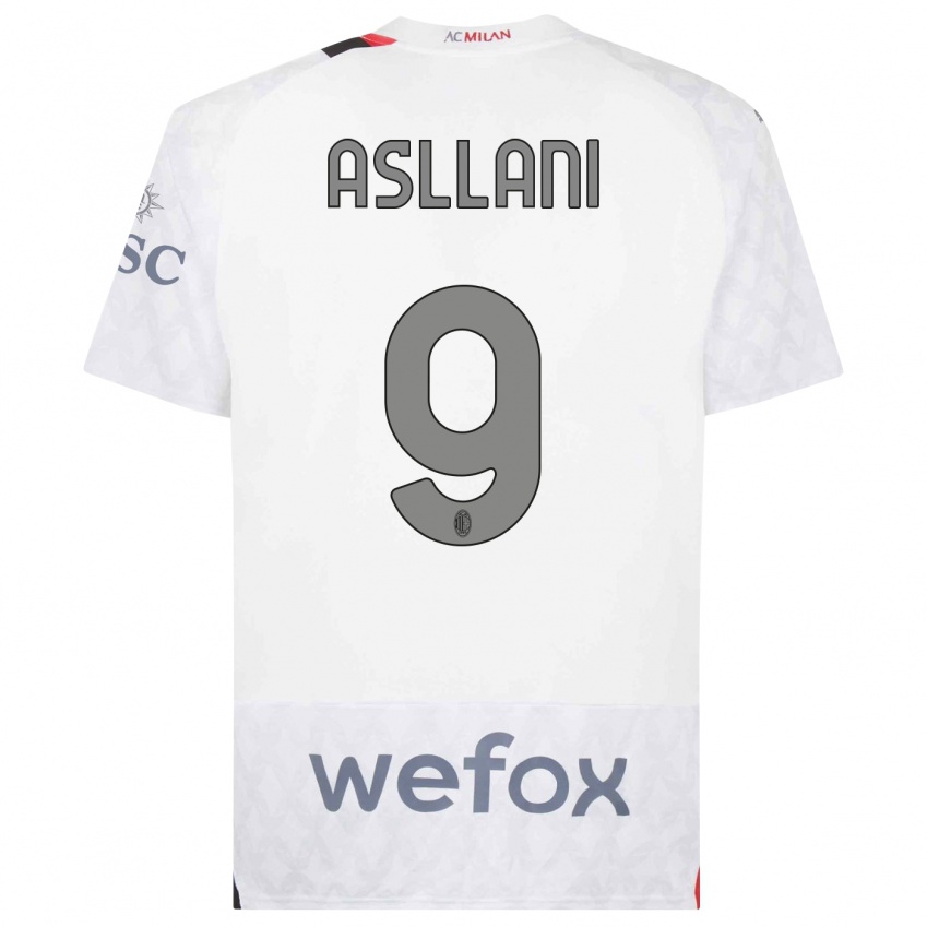 Mujer Camiseta Kosovare Asllani #9 Blanco 2ª Equipación 2023/24 La Camisa México