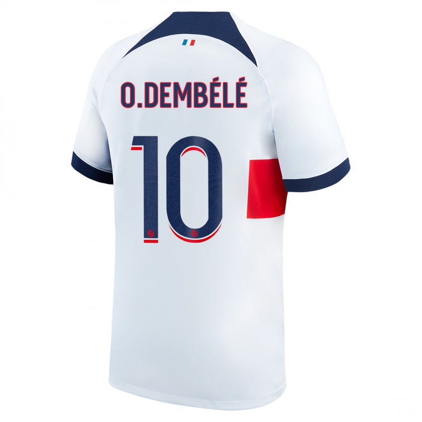 Mujer Camiseta Ousmane Dembélé #10 Blanco 2ª Equipación 2023/24 La Camisa México