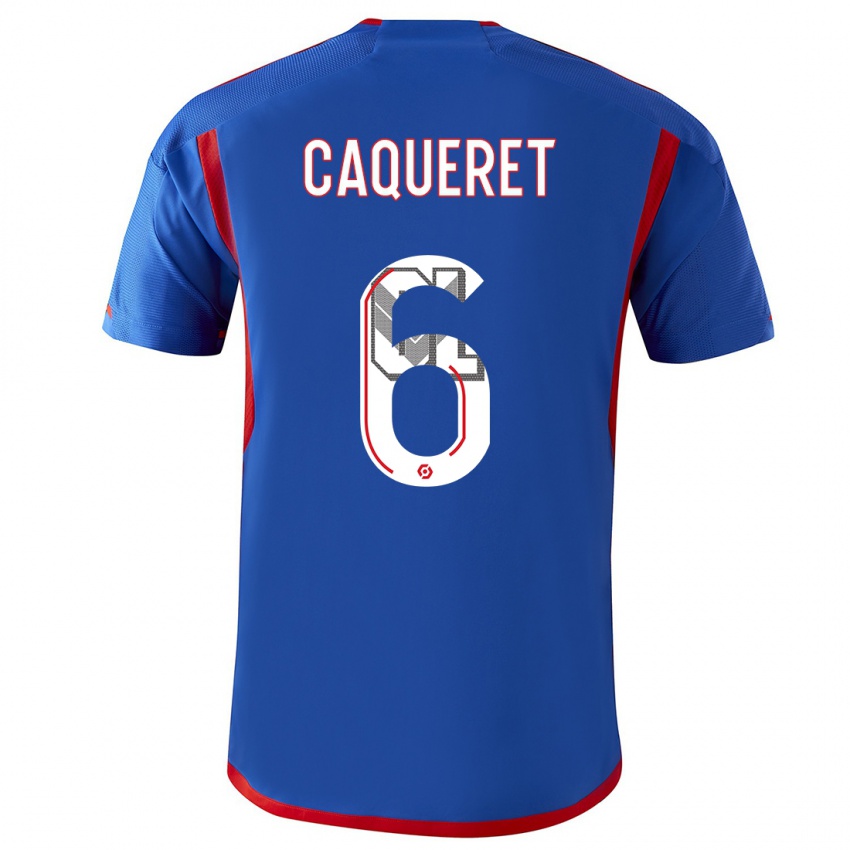 Mujer Camiseta Maxence Caqueret #6 Azul Rojo 2ª Equipación 2023/24 La Camisa México