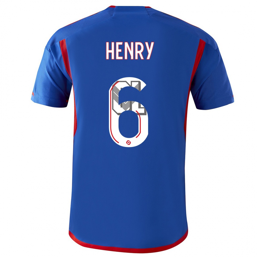 Mujer Camiseta Amandine Henry #6 Azul Rojo 2ª Equipación 2023/24 La Camisa México