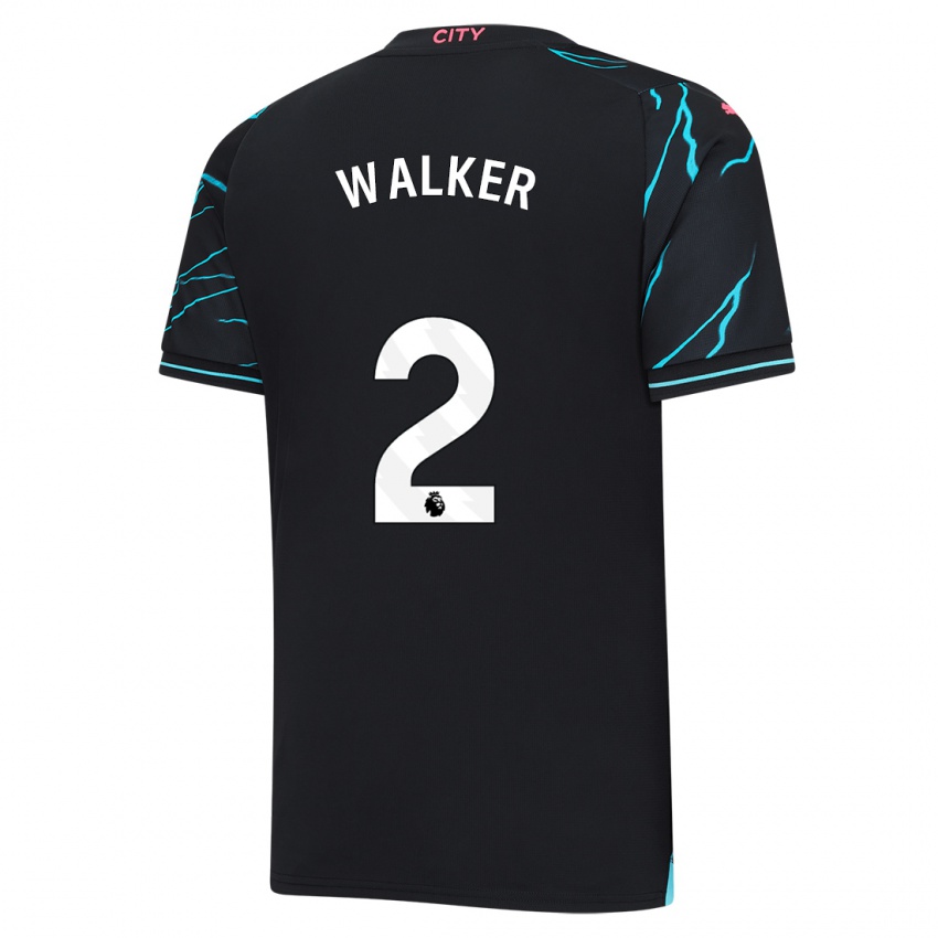 Mujer Camiseta Kyle Walker #2 Azul Oscuro Equipación Tercera 2023/24 La Camisa México