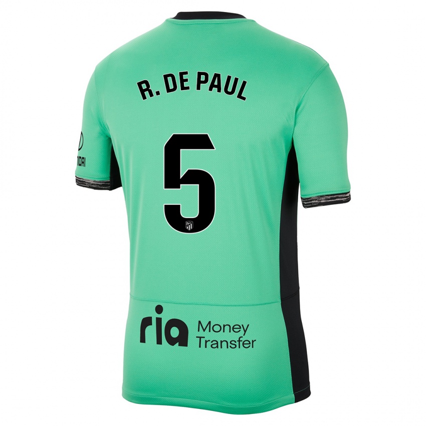 Mujer Camiseta Rodrigo De Paul #5 Primavera Verde Equipación Tercera 2023/24 La Camisa México