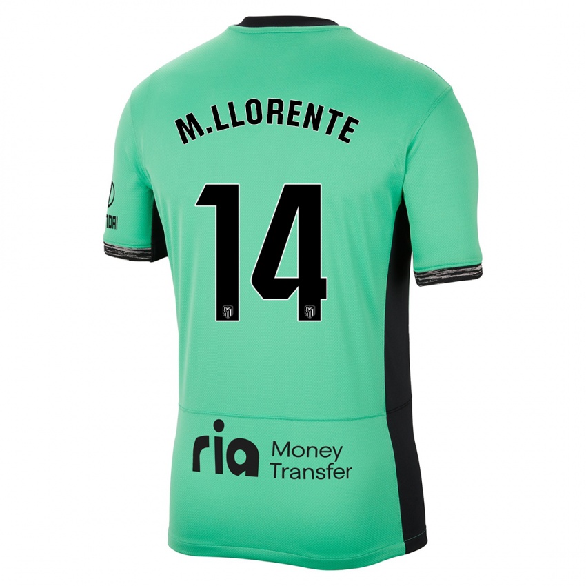 Mujer Camiseta Marcos Llorente #14 Primavera Verde Equipación Tercera 2023/24 La Camisa México