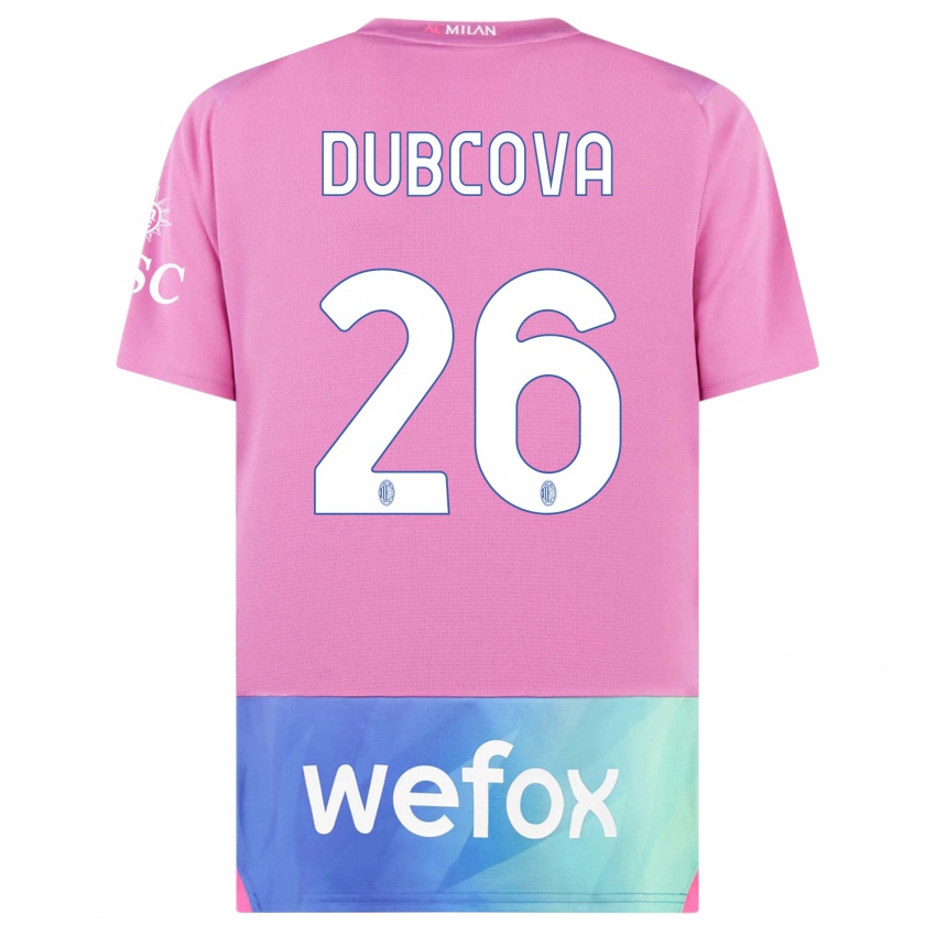 Mujer Camiseta Michaela Dubcova #26 Rosado Morado Equipación Tercera 2023/24 La Camisa México