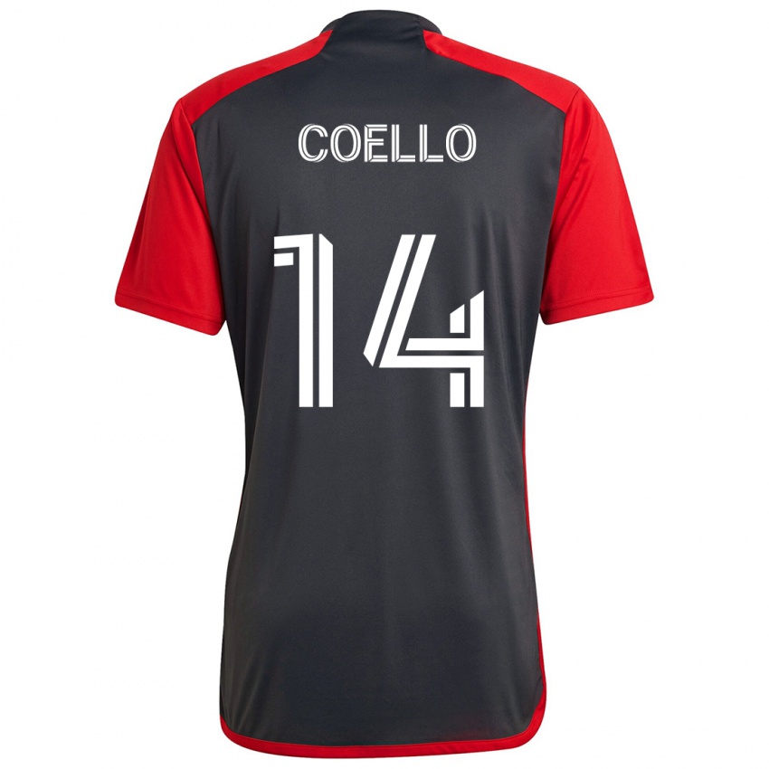 Niño Camiseta Alonso Coello #14 Rojo Grayn 1ª Equipación 2024/25 La Camisa México