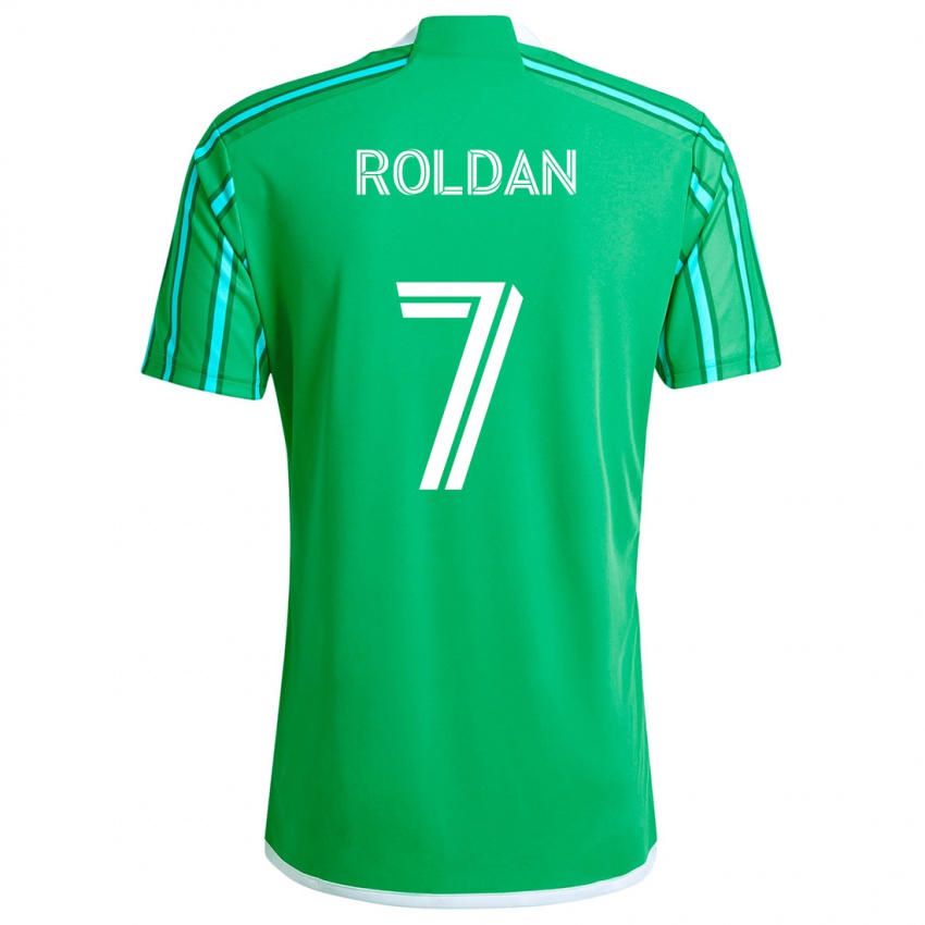 Niño Camiseta Cristian Roldán #7 Verde Blanco 1ª Equipación 2024/25 La Camisa México