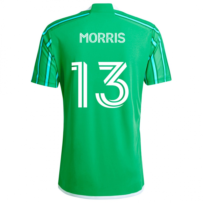 Niño Camiseta Jordan Morris #13 Verde Blanco 1ª Equipación 2024/25 La Camisa México