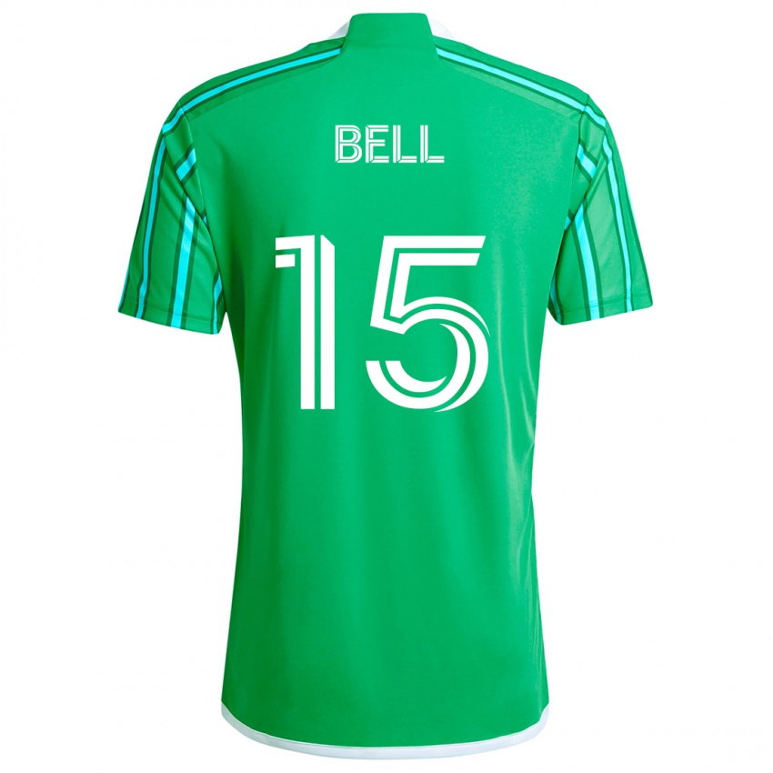 Niño Camiseta Jon Bell #15 Verde Blanco 1ª Equipación 2024/25 La Camisa México