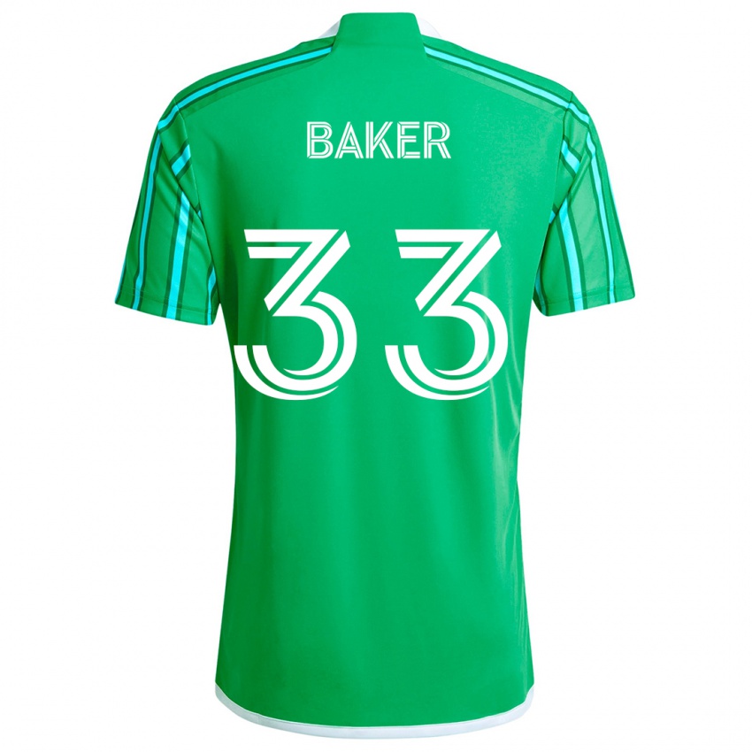 Niño Camiseta Cody Baker #33 Verde Blanco 1ª Equipación 2024/25 La Camisa México