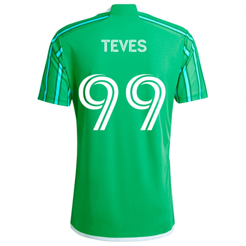 Niño Camiseta Dylan Teves #99 Verde Blanco 1ª Equipación 2024/25 La Camisa México