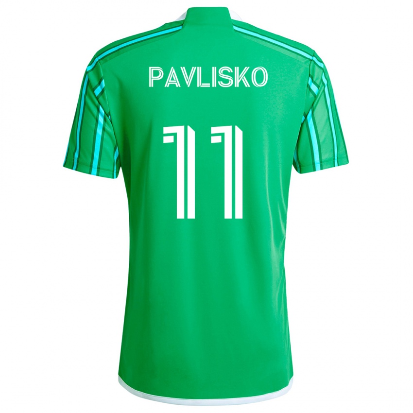 Niño Camiseta Kirsten Pavlisko #11 Verde Blanco 1ª Equipación 2024/25 La Camisa México