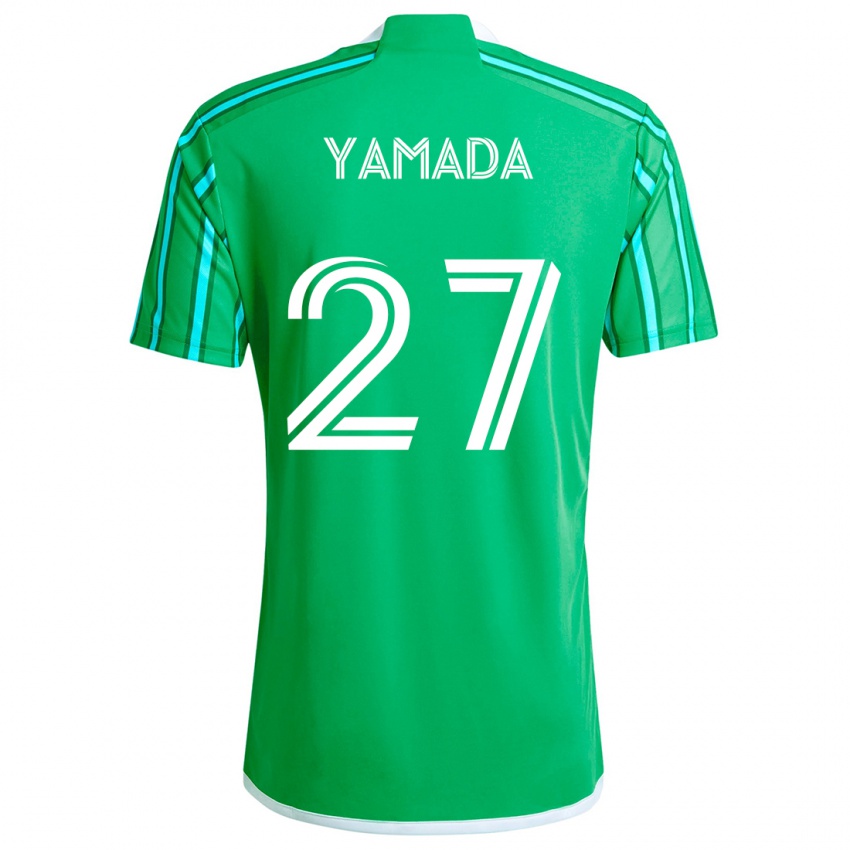 Niño Camiseta Hikari Yamada #27 Verde Blanco 1ª Equipación 2024/25 La Camisa México