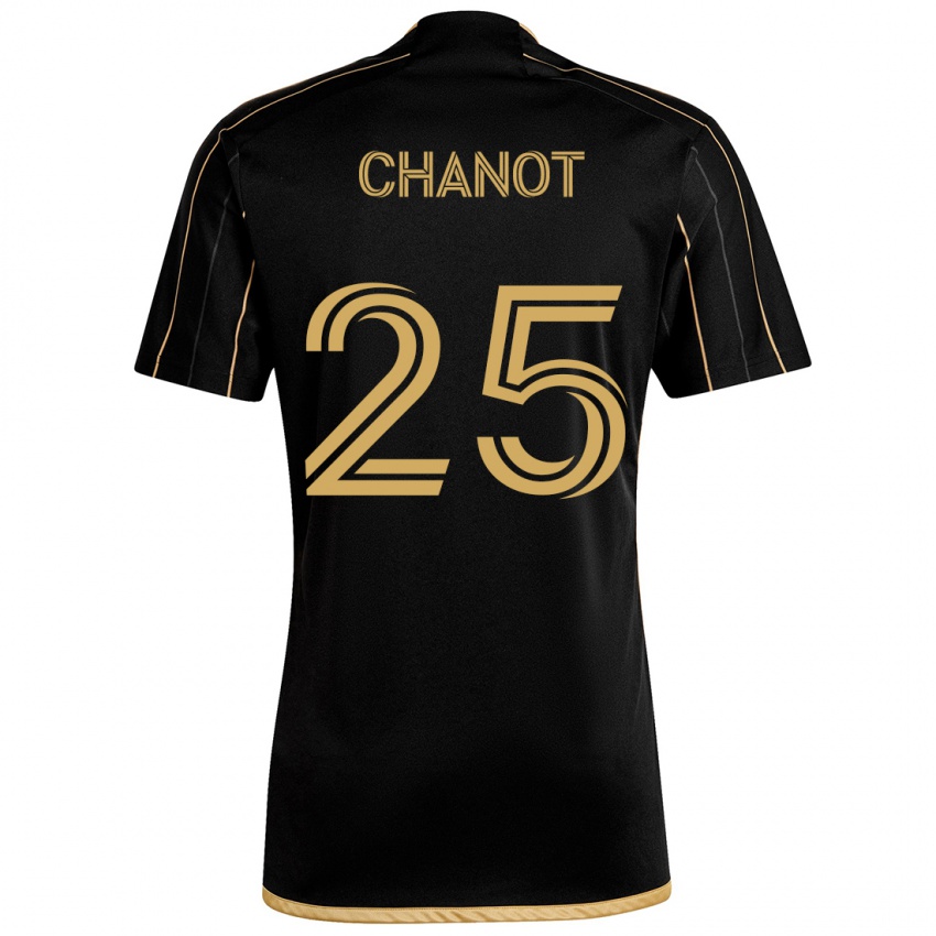 Niño Camiseta Maxime Chanot #25 Oro Negro 1ª Equipación 2024/25 La Camisa México