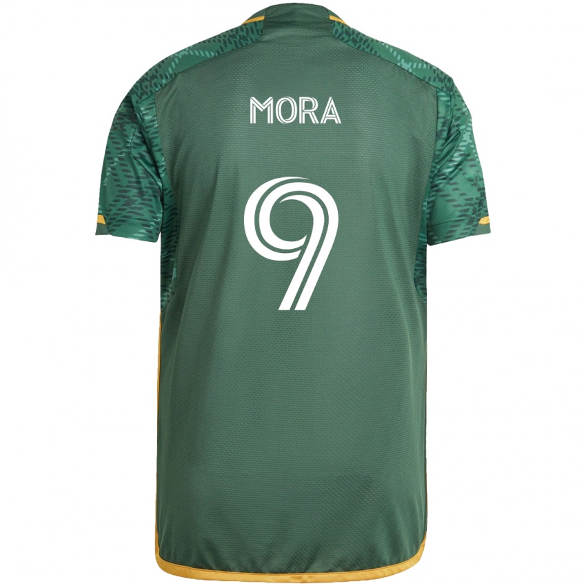 Niño Camiseta Felipe Mora #9 Verde Naranja 1ª Equipación 2024/25 La Camisa México