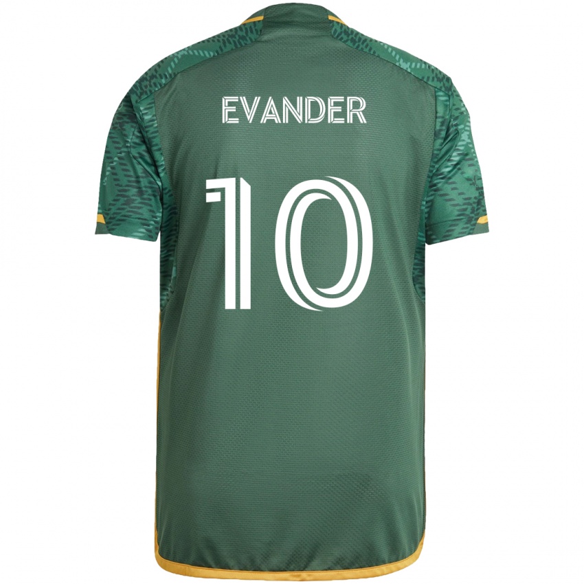 Niño Camiseta Evander #10 Verde Naranja 1ª Equipación 2024/25 La Camisa México